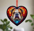Bulldog Stained Glass Effect Heart Suncatcher